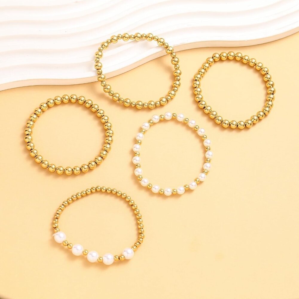 Stackable 14k Gold Plated Bracelets For Women - H… - image 5